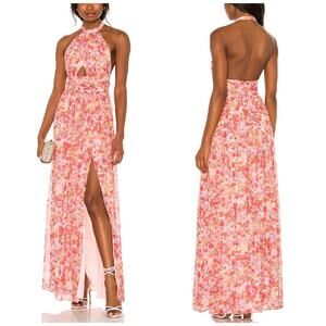Lovers and Friends Hazel Maxi Dress Cali Blooms Pink Floral Large NWT